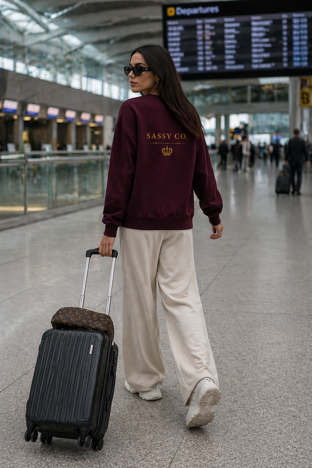 Sassy Co. Sweatshirt – Signature Crown Back Print (Burgundy Edition)