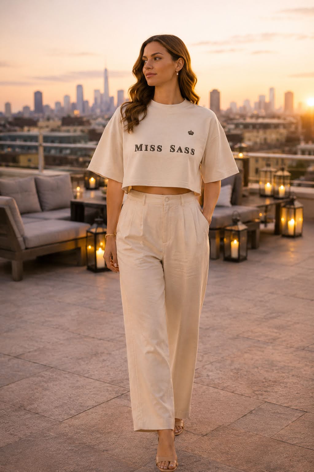 Miss Sass Crop Tee – Signature Cream Edition