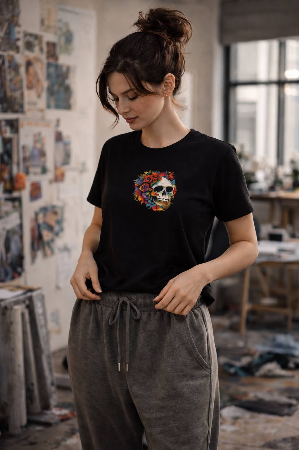 Sassy Co. T-Shirt – Skull Expression (Faded Black Edition)
