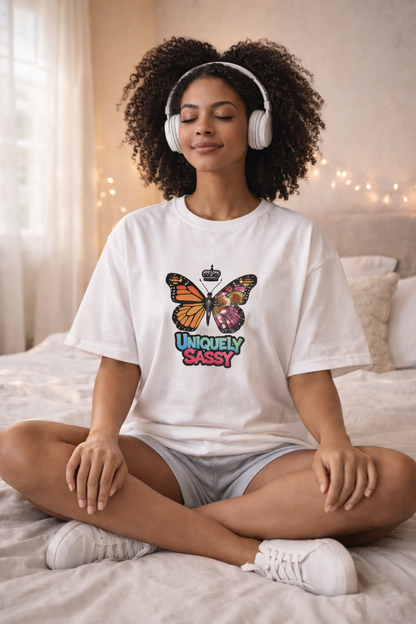 Uniquely Sassy Oversized Tee – Soft Contrast Edition