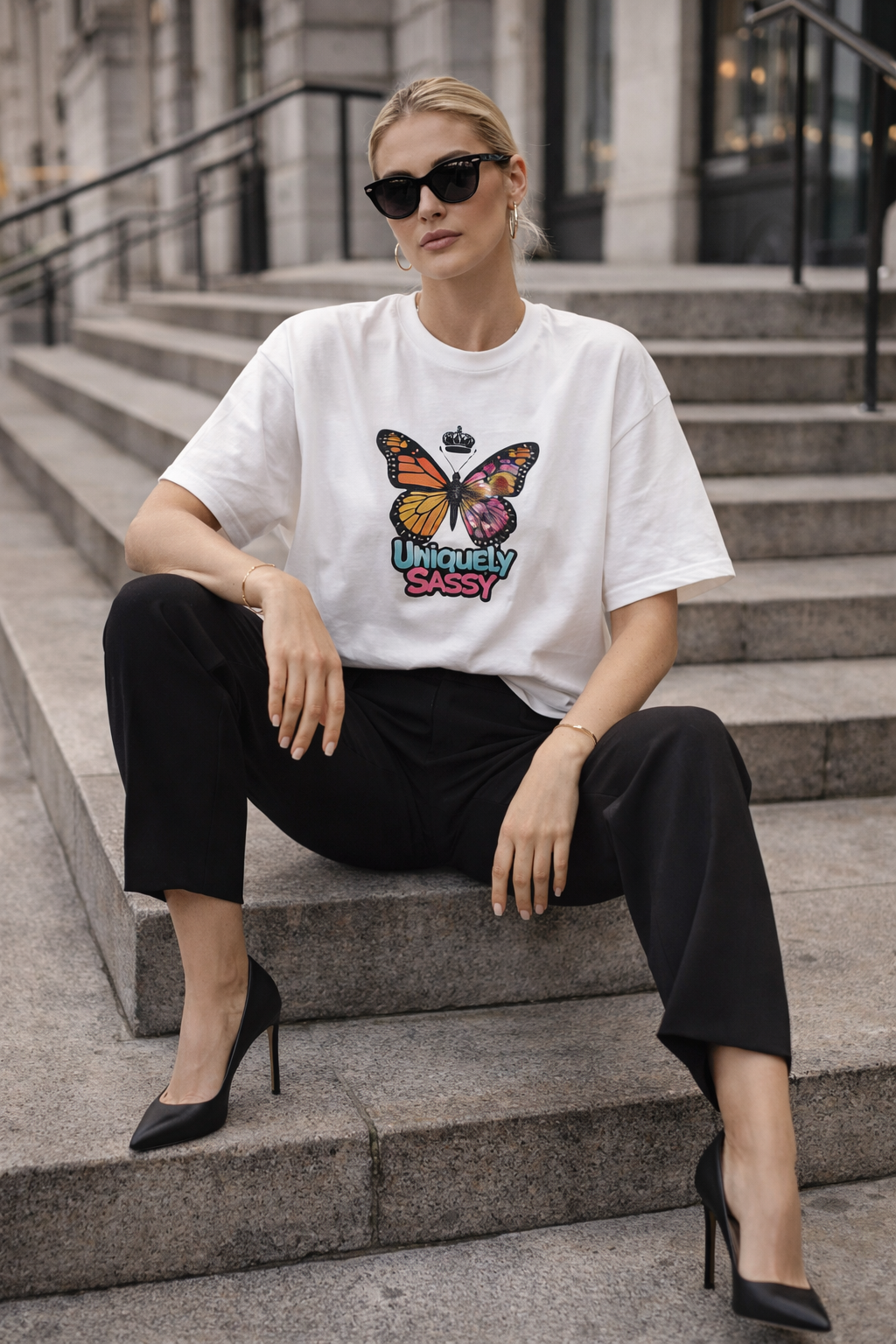 Uniquely Sassy Oversized Tee – Soft Contrast Edition