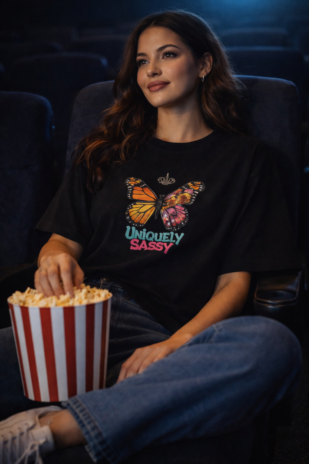 Uniquely Sassy Oversized Tee – Shadow Bloom Edition
