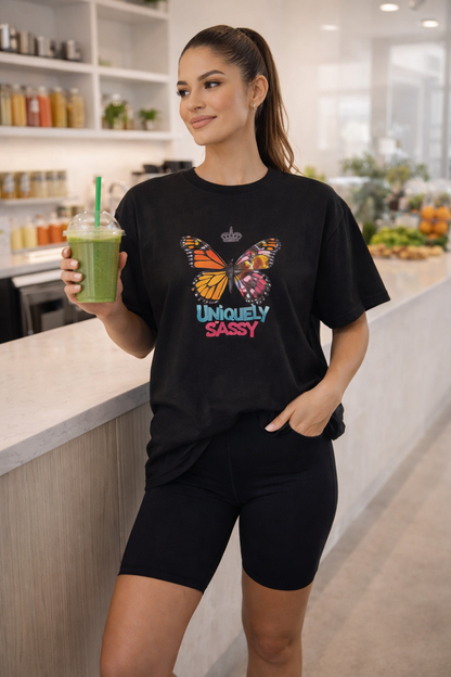 Uniquely Sassy Oversized Tee – Shadow Bloom Edition