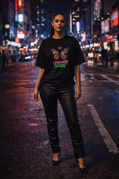 Uniquely Sassy Oversized Tee – Midnight Edition