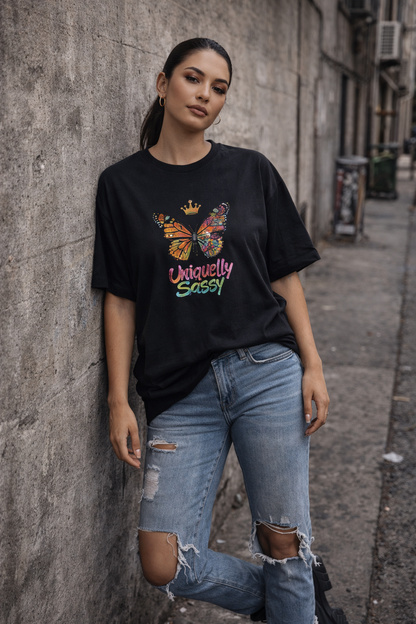 Uniquely Sassy Oversized Tee – Midnight Edition