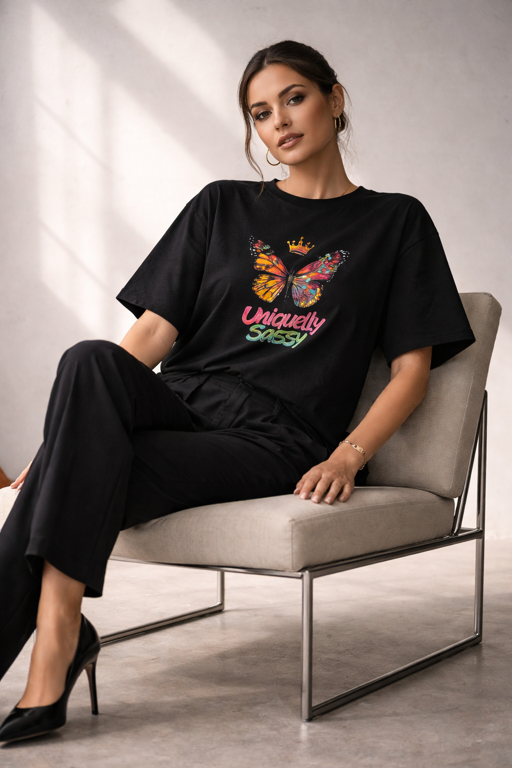 Uniquely Sassy Oversized Tee – Midnight Edition