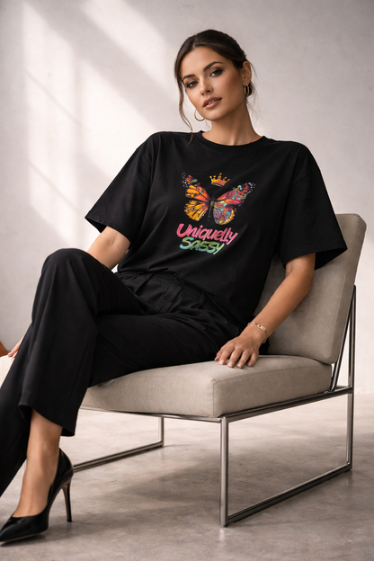 Uniquely Sassy Oversized Tee – Midnight Edition