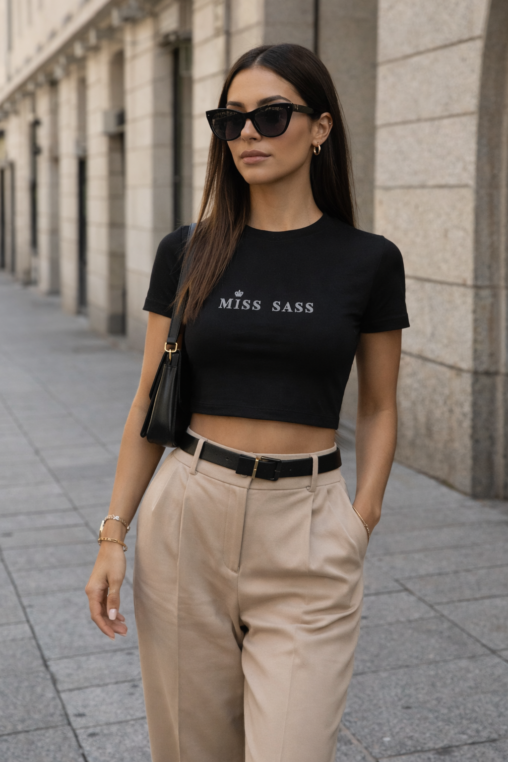 Miss Sass Crop Top – Fitted Black Edition