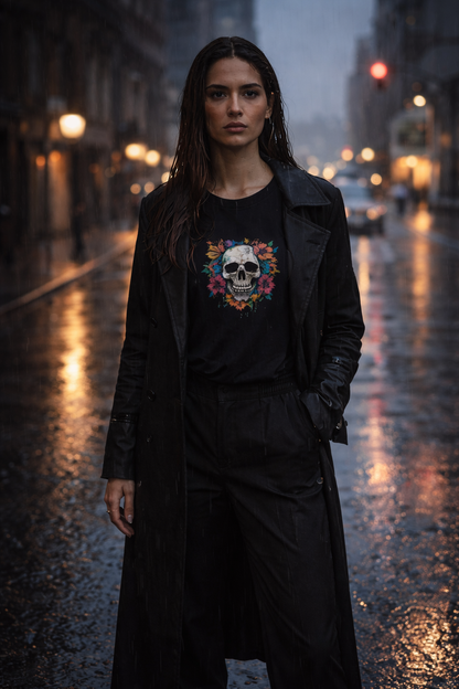 Sassy Co. T-Shirt – Skull & Bloom (Black Edition)