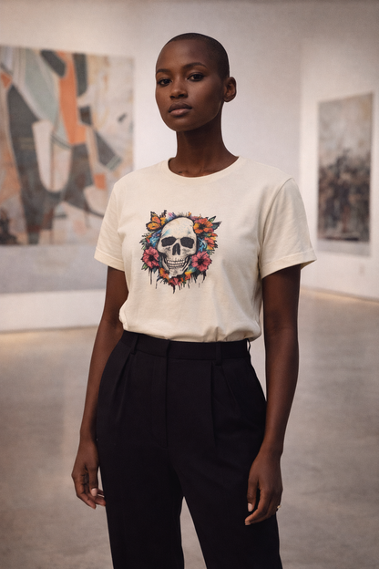 Sassy Co. T-Shirt – Skull & Bloom (Cream Edition)