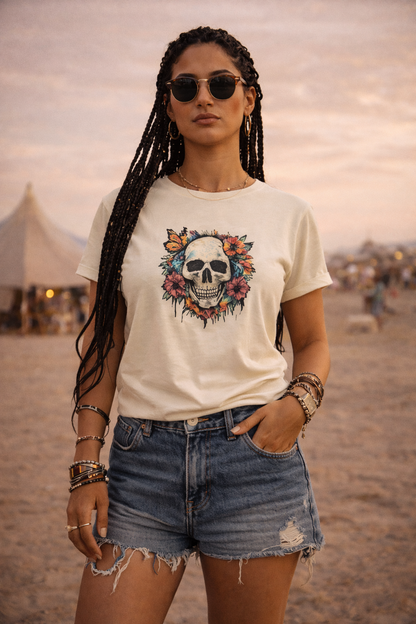 Sassy Co. T-Shirt – Skull & Bloom (Cream Edition)