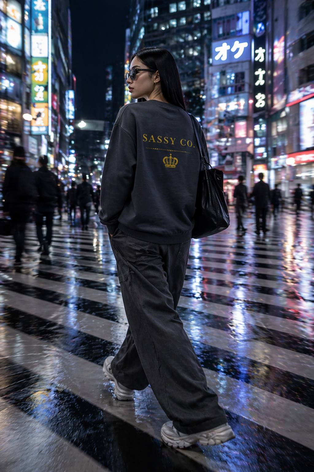 Sassy Co. Sweatshirt – Signature Crown Back Print (Slate Edition)