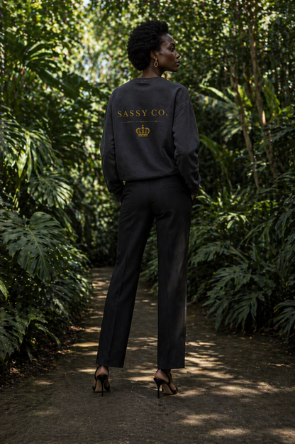 Sassy Co. Sweatshirt – Signature Crown Back Print (Slate Edition)