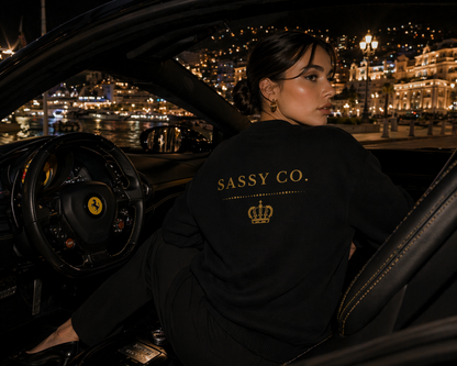 Sassy Co. Sweatshirt – Signature Crown Back Print (Black & Gold Edition)