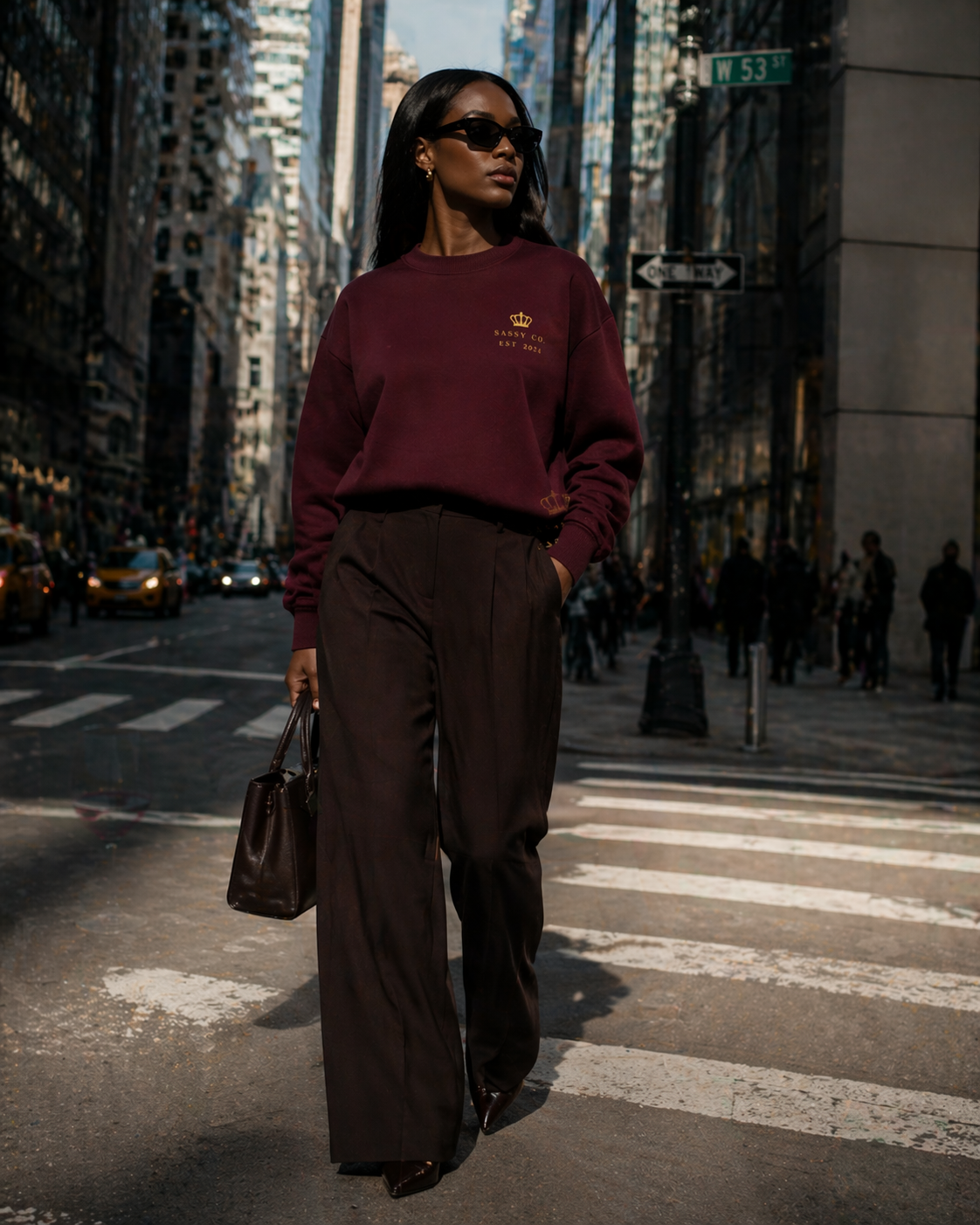 Sassy Co. Sweatshirt – Established Crown (Burgundy Edition)