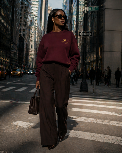 Sassy Co. Sweatshirt – Established Crown (Burgundy Edition)