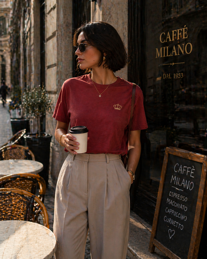 Sassy Co. T-Shirt – Signature Crown (Burnt Red Edition)