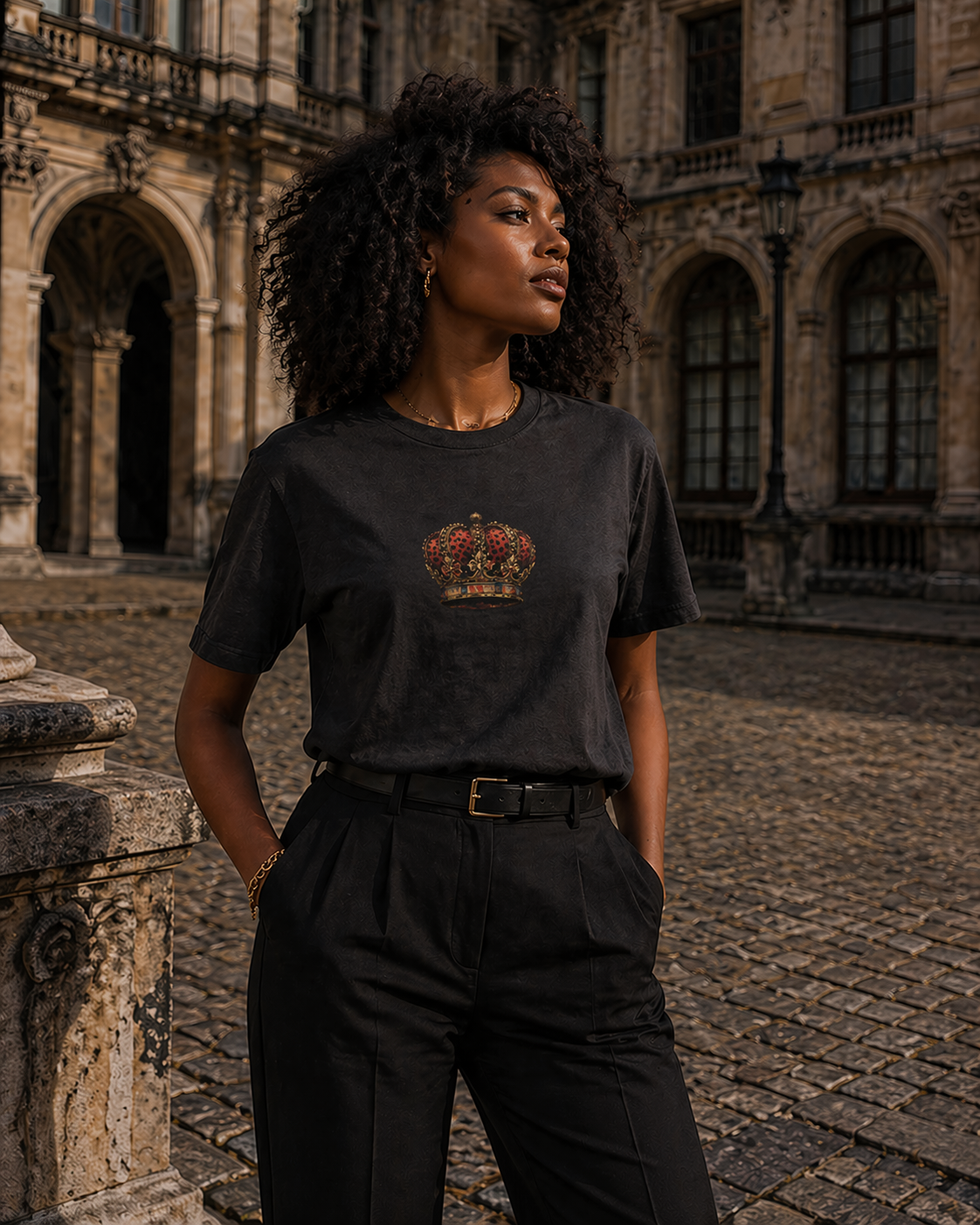 Sassy Co. T-Shirt – Royal Crown (Faded Black Edition)