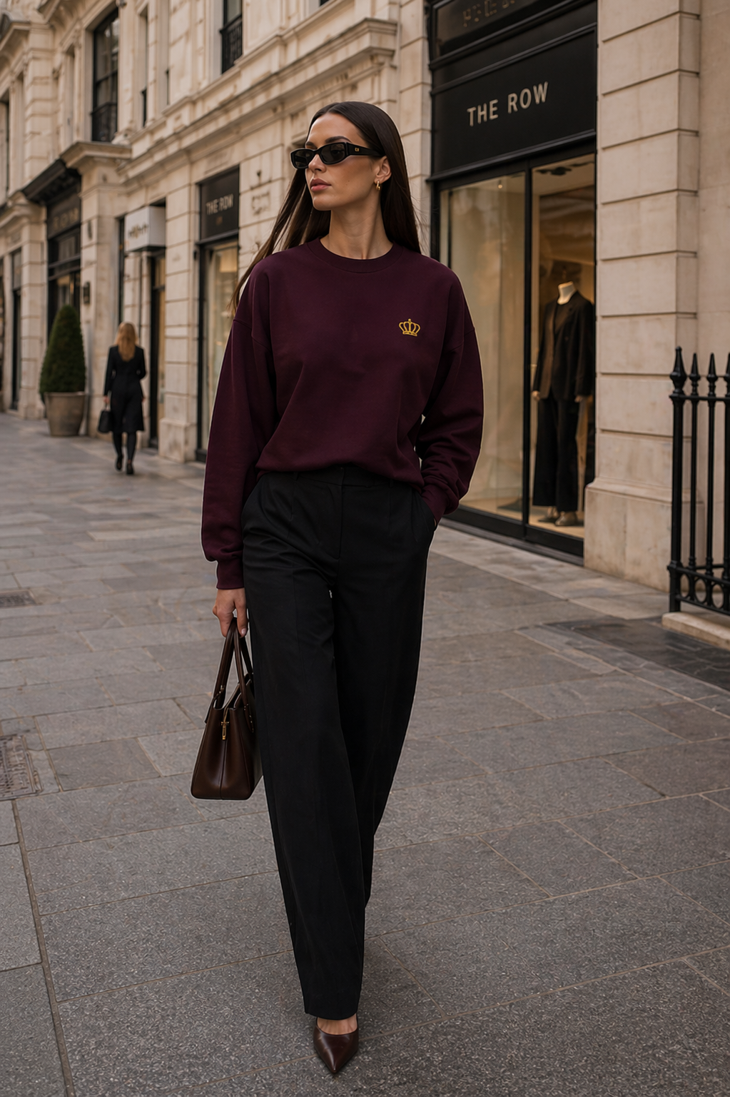 Sassy Co. Sweatshirt – Signature Crown Back Print (Burgundy Edition)