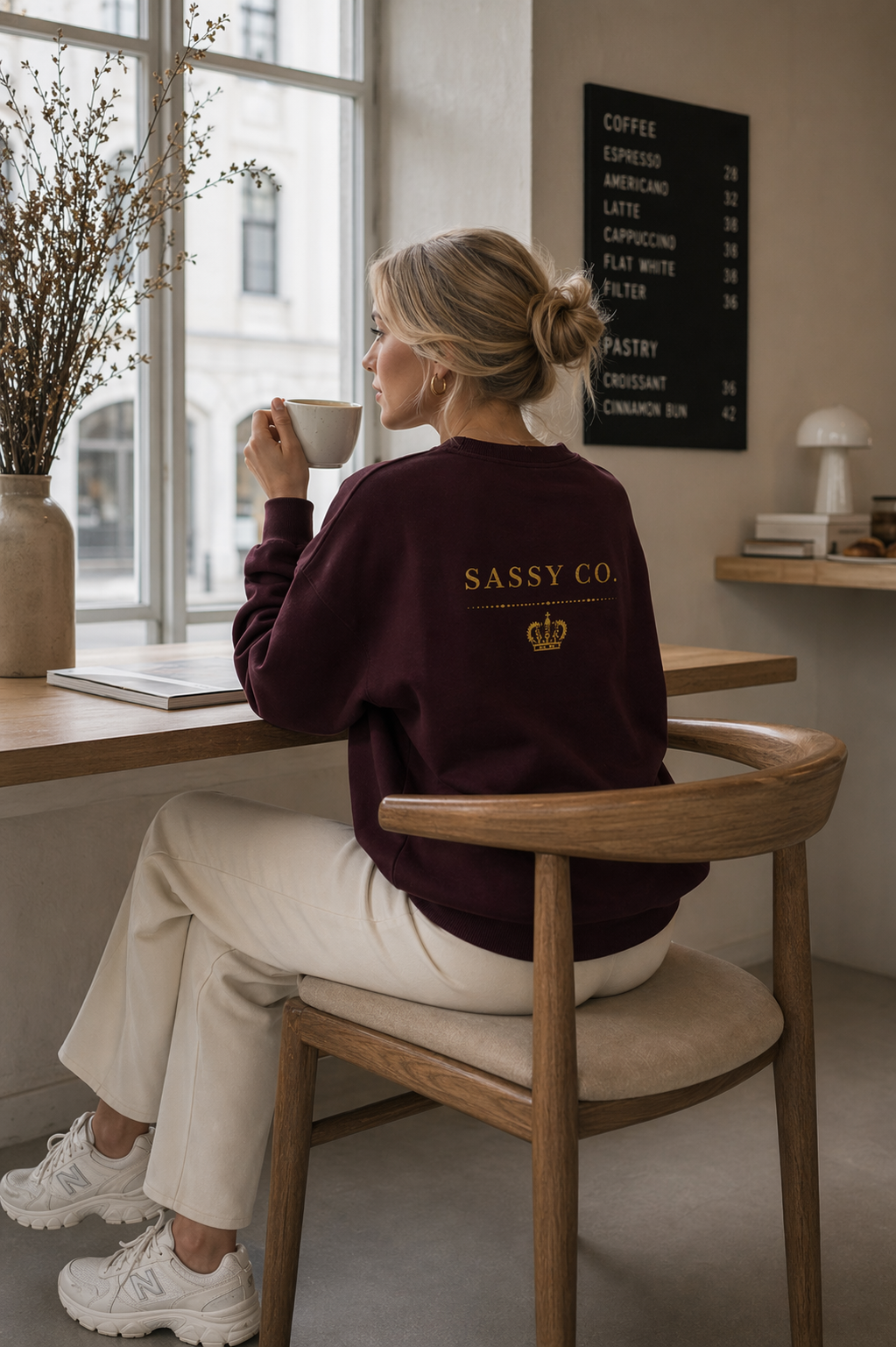 Sassy Co. Sweatshirt – Signature Crown Back Print (Burgundy Edition)