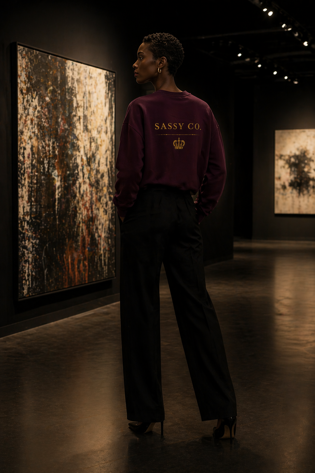 Sassy Co. Sweatshirt – Signature Crown Back Print (Burgundy Edition)