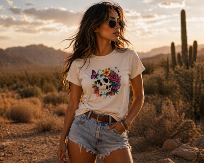 Sassy Co. T-Shirt – Floral Rebel Skull (Fitted Edition)