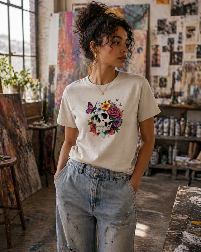 Sassy Co. T-Shirt – Floral Rebel Skull (Fitted Edition)
