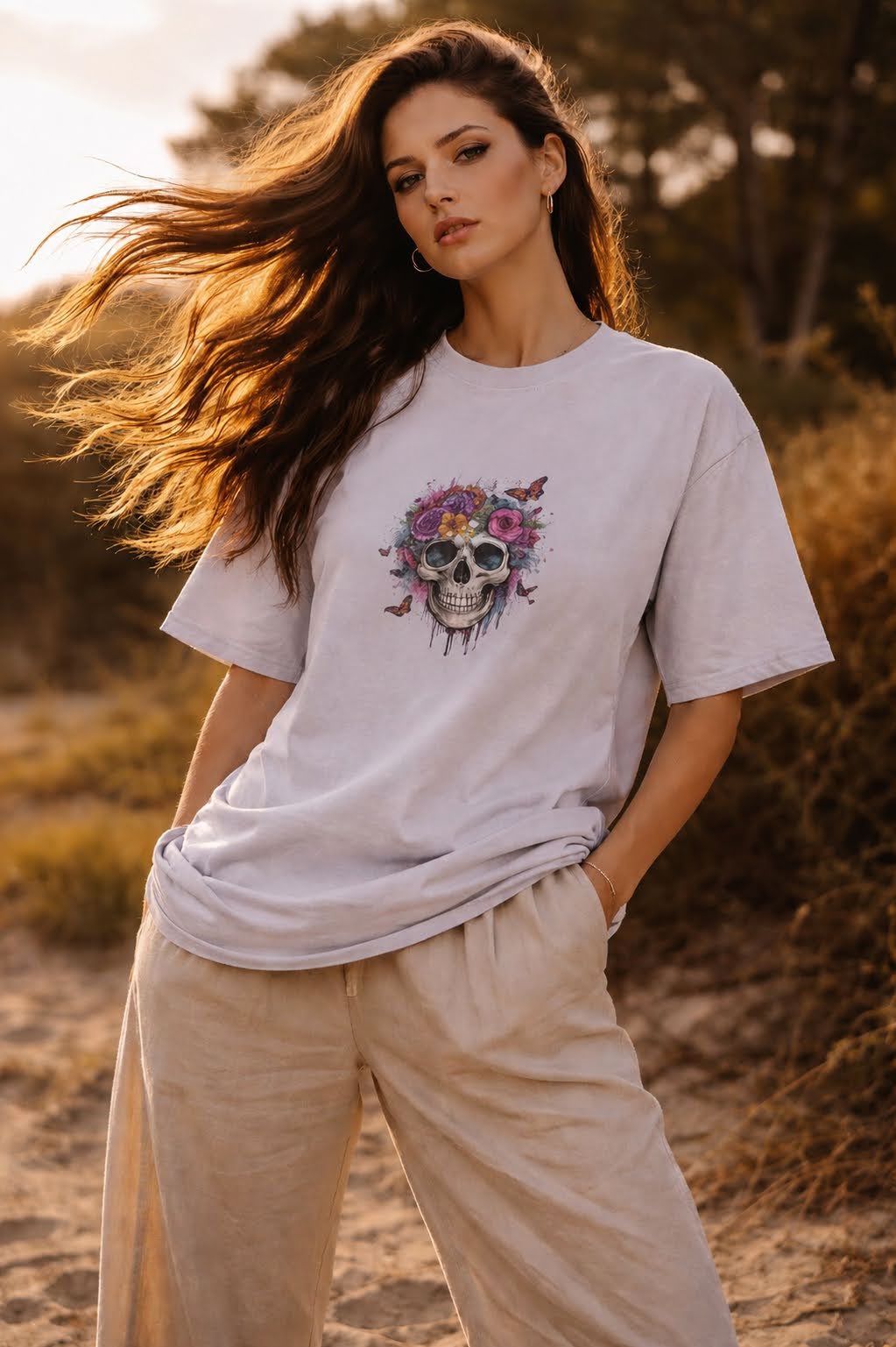 Skulls & Roses Heavy Tee – Painted Bloom Edition