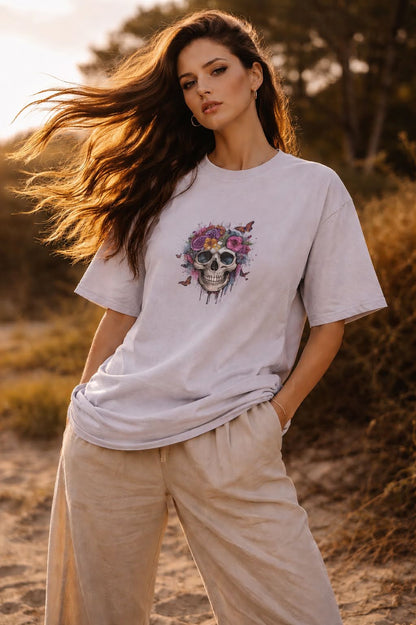 Skulls & Roses Heavy Tee – Painted Bloom Edition