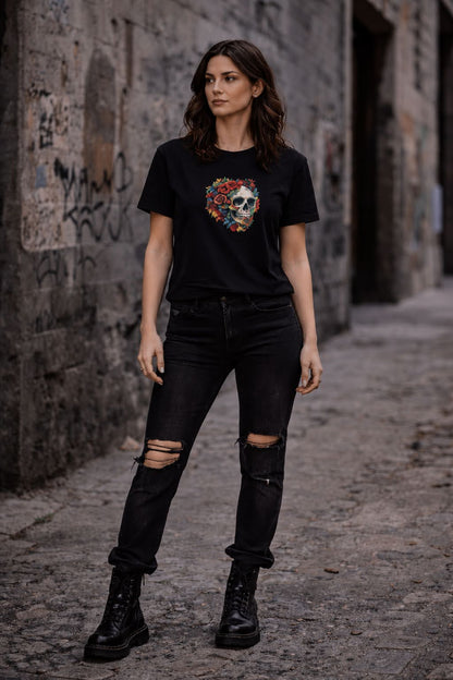 Sassy Co. T-Shirt – Skull Expression (Faded Black Edition)