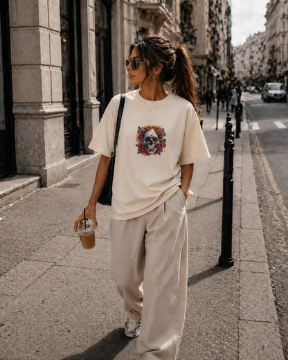 Skulls & Roses Heavy Tee – Golden Bloom Edition