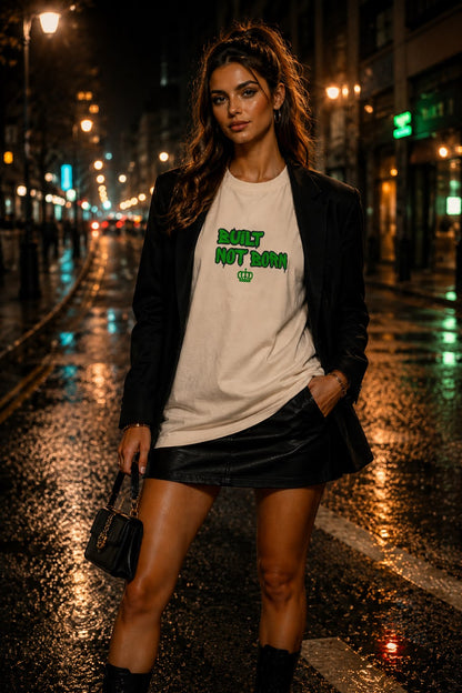 Built Not Born Tee – Sand Edition (Graffiti Green)