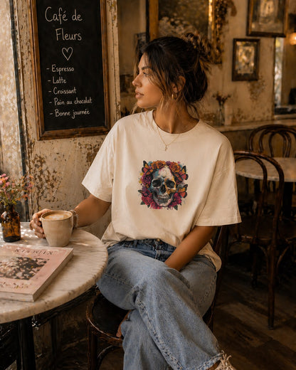 Skulls & Roses Heavy Tee – Golden Bloom Edition