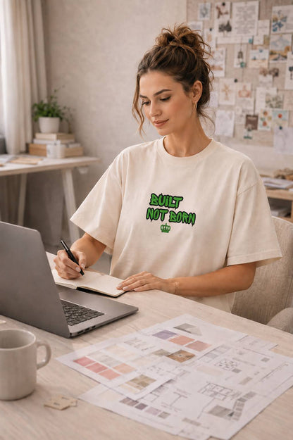 Built Not Born Tee – Sand Edition (Graffiti Green)
