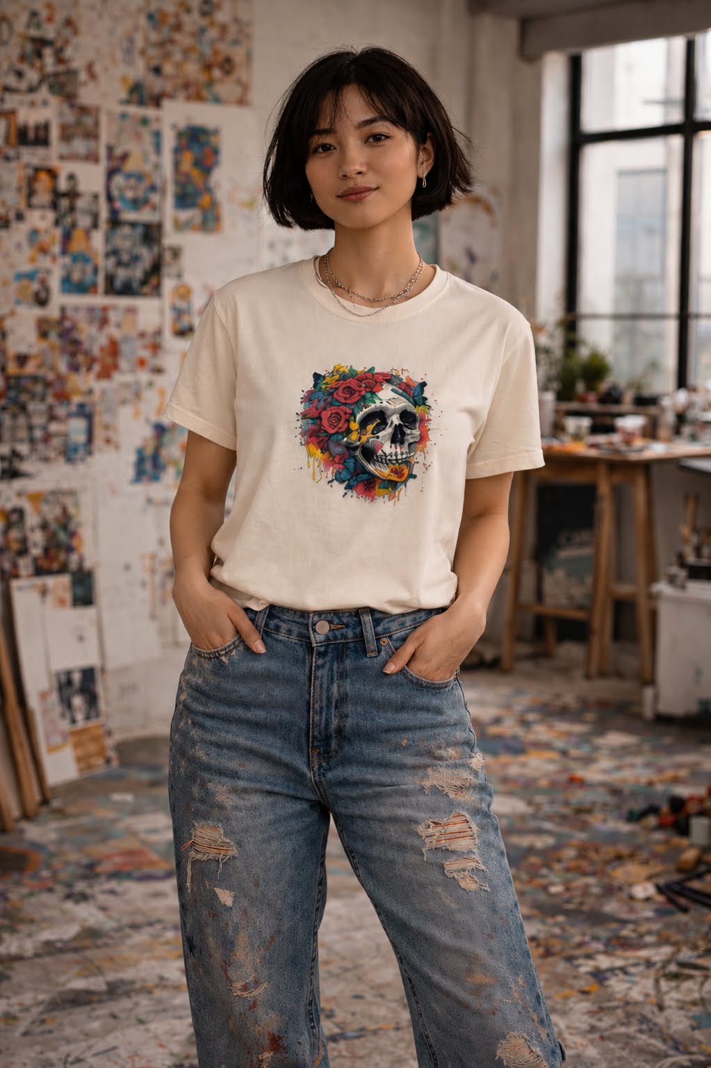 Sassy Co. T-Shirt – Skull Expression (Cream Edition)