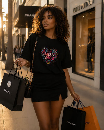 Miss Sass Oversized Tee – Bold Bloom Edition