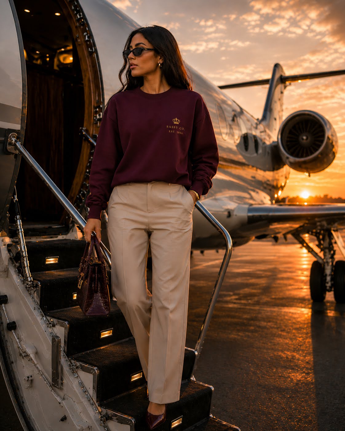 Sassy Co. Sweatshirt – Established Crown (Burgundy Edition)