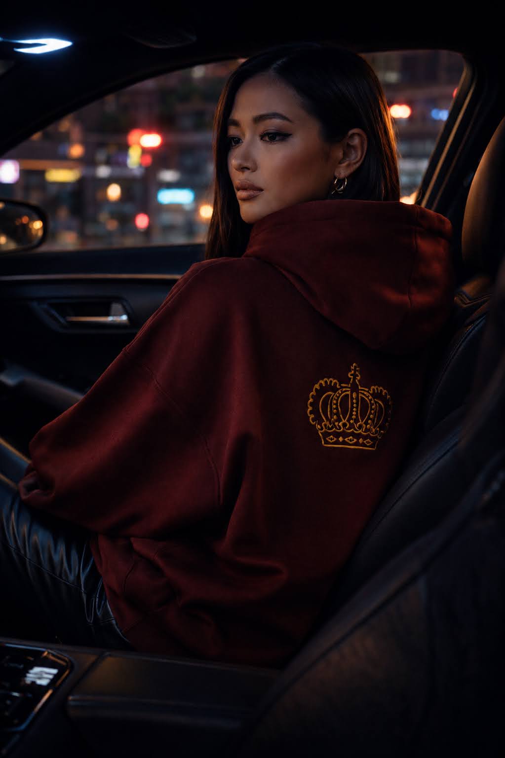Sassy Co. Hoodie – Royal Crown Statement (Burgundy Edition)