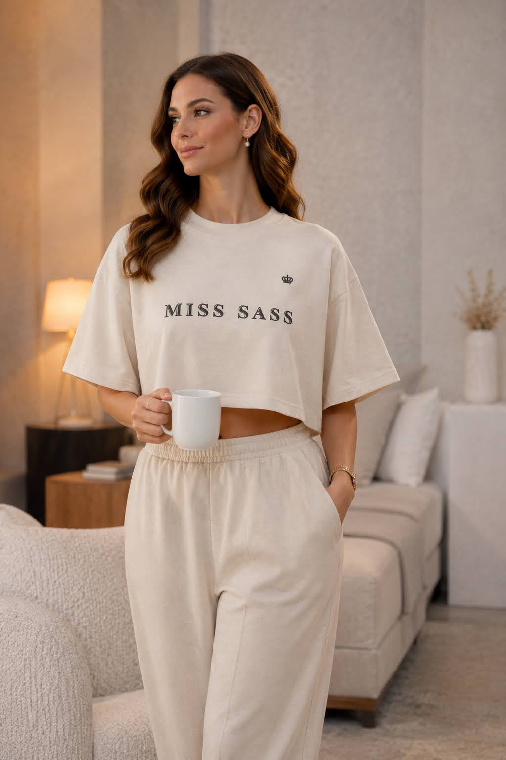 Miss Sass Crop Tee – Signature Cream Edition