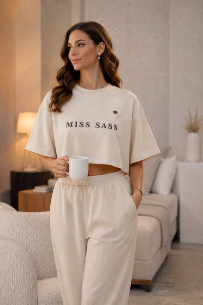 Miss Sass Crop Tee – Signature Cream Edition