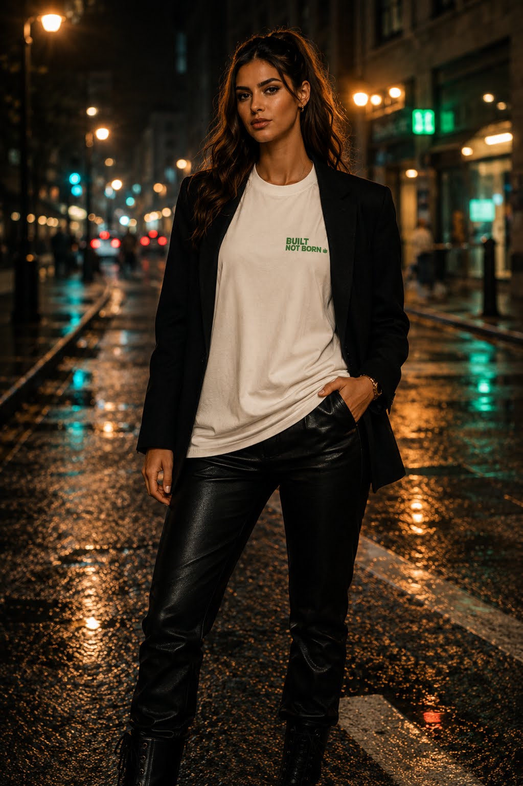 Built Not Born Tee – Sand Edition (Green Detail)
