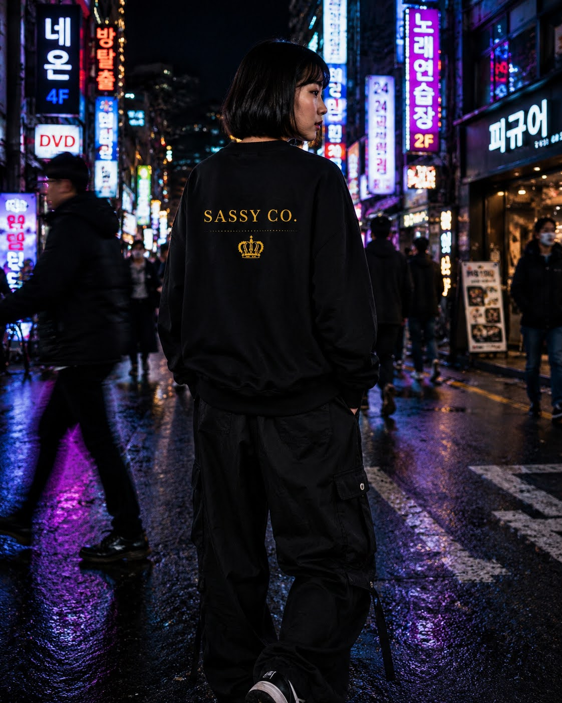 Sassy Co. Sweatshirt – Signature Crown Back Print (Black & Gold Edition)