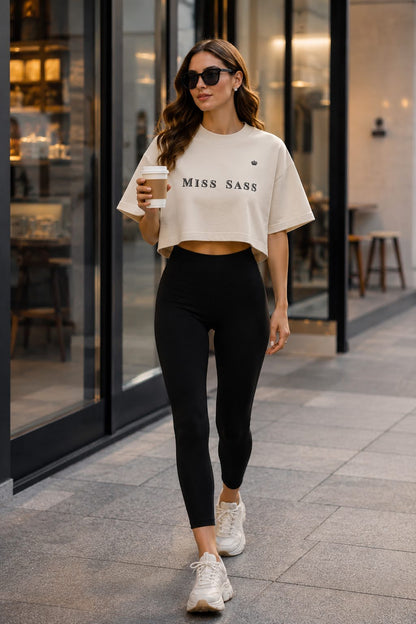 Miss Sass Crop Tee – Signature Cream Edition