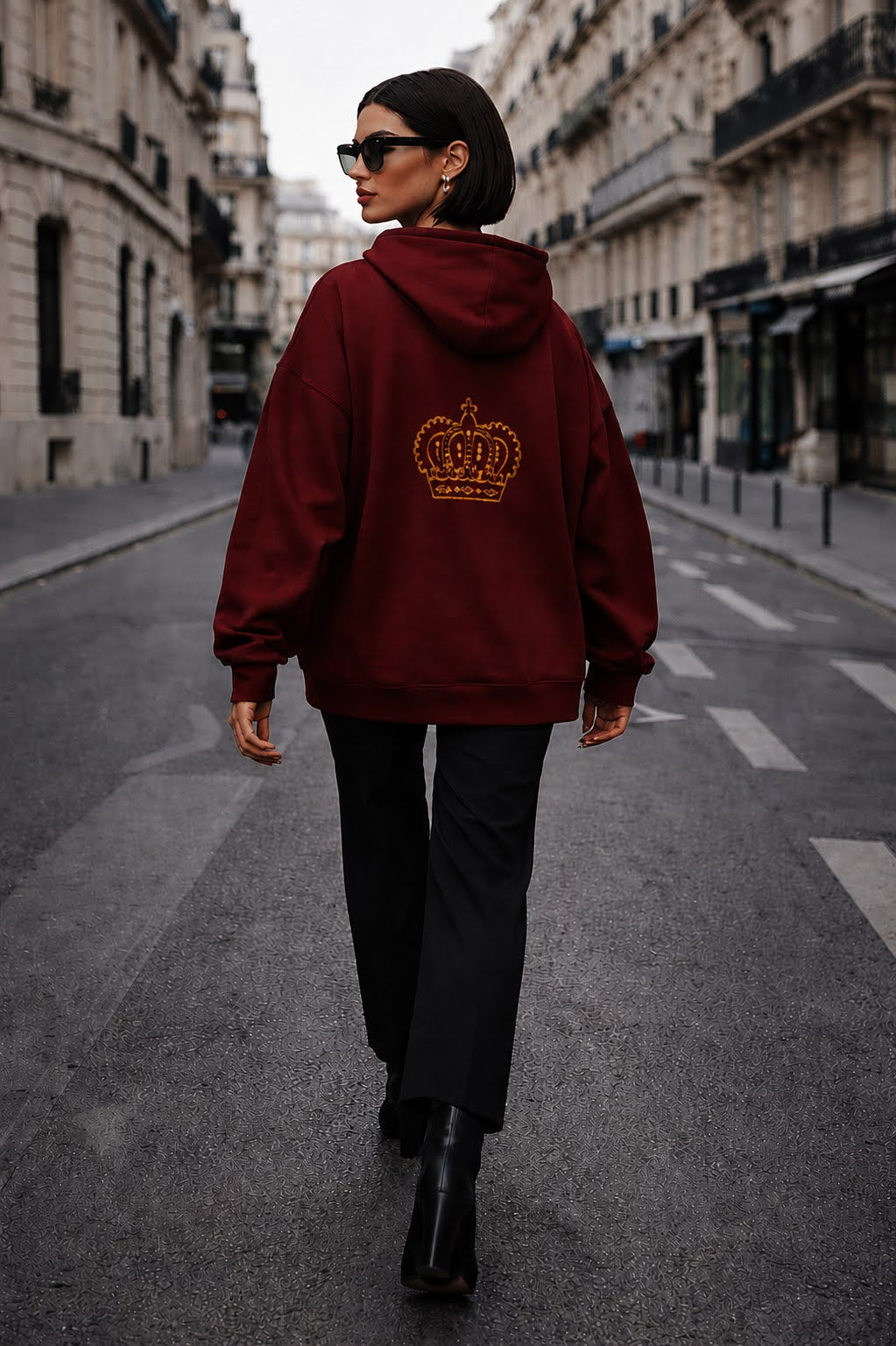 Sassy Co. Hoodie – Royal Crown Statement (Burgundy Edition)