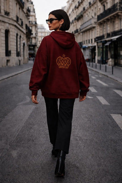 Sassy Co. Hoodie – Royal Crown Statement (Burgundy Edition)