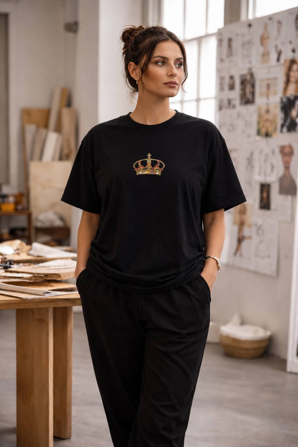 Royal Crown Tee – Washed Black Edition