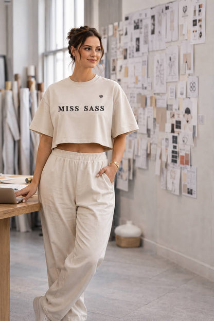 Miss Sass Crop Tee – Signature Cream Edition