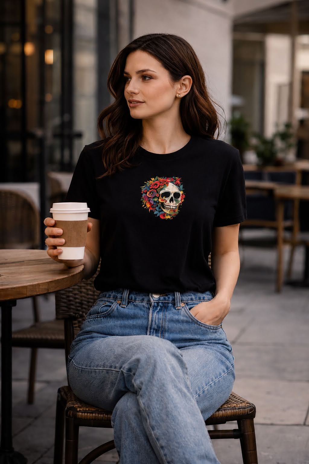 Sassy Co. T-Shirt – Skull Expression (Faded Black Edition)