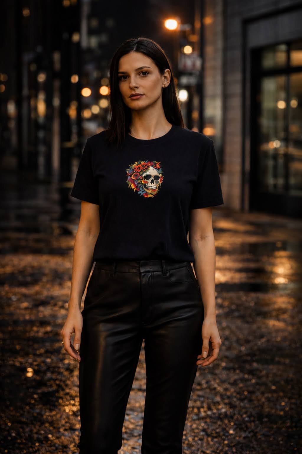 Sassy Co. T-Shirt – Skull Expression (Faded Black Edition)