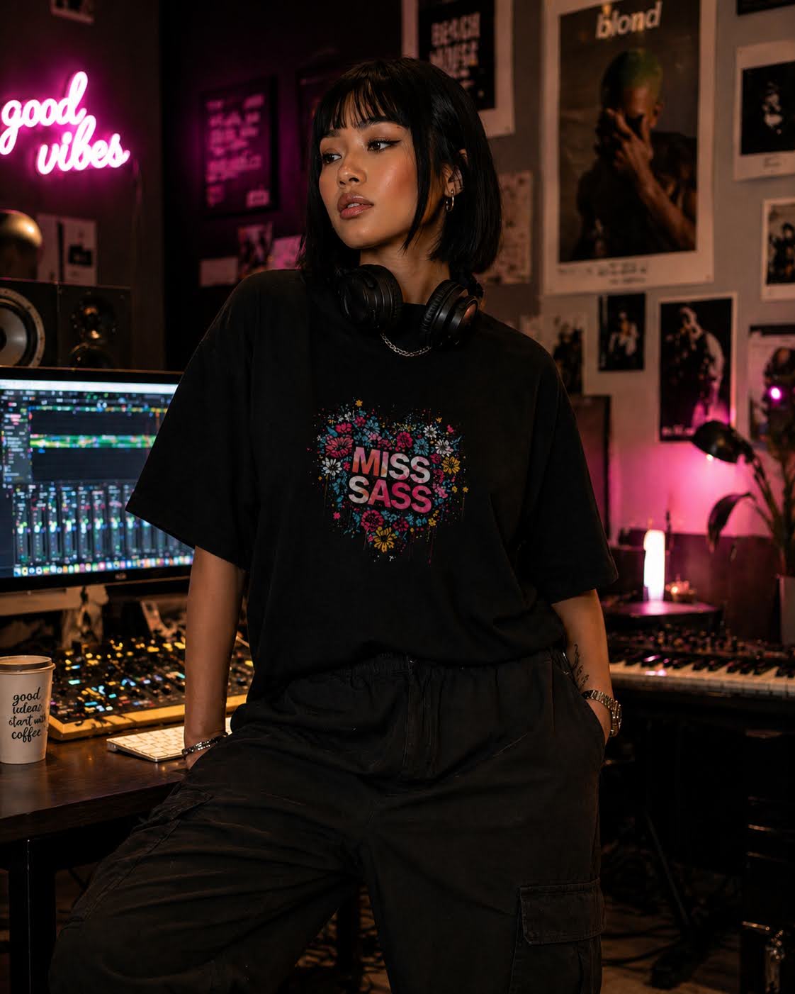 Miss Sass Oversized Tee – Bold Bloom Edition
